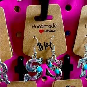 Silver and Turquoise Initial Earrings